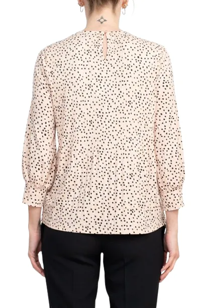 Adrianna Papell Crew Neck 3/4 Sleeves Crepe Top