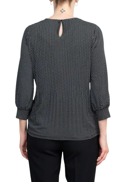 Adrianna Papell Crew Neck 3/4 Sleeves Crepe Top
