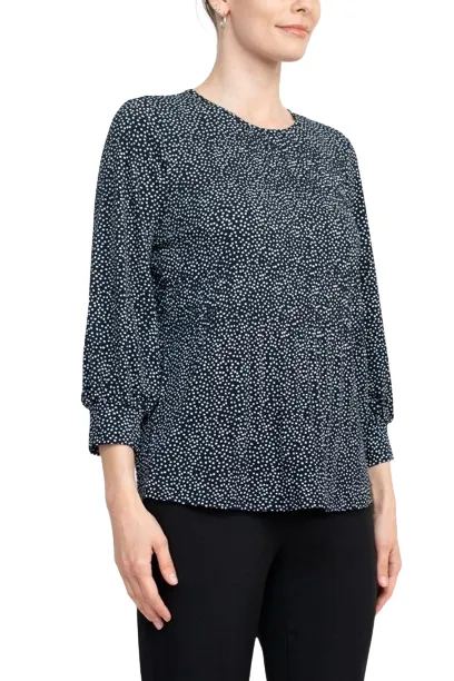 Adrianna Papell Crew Neck 3/4 Sleeves Crepe Top