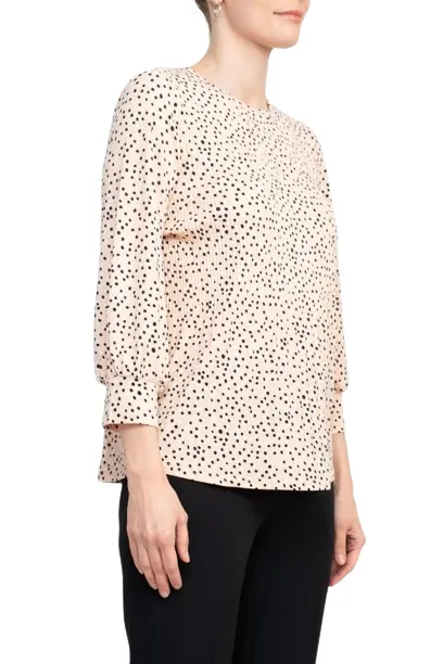 Adrianna Papell Crew Neck 3/4 Sleeves Crepe Top
