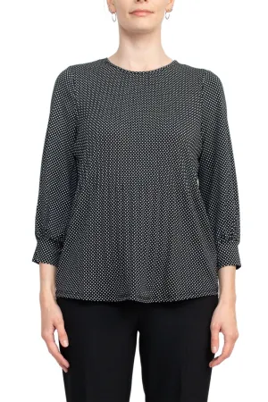 Adrianna Papell Crew Neck 3/4 Sleeves Crepe Top