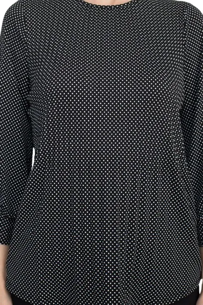 Adrianna Papell Crew Neck 3/4 Sleeves Crepe Top