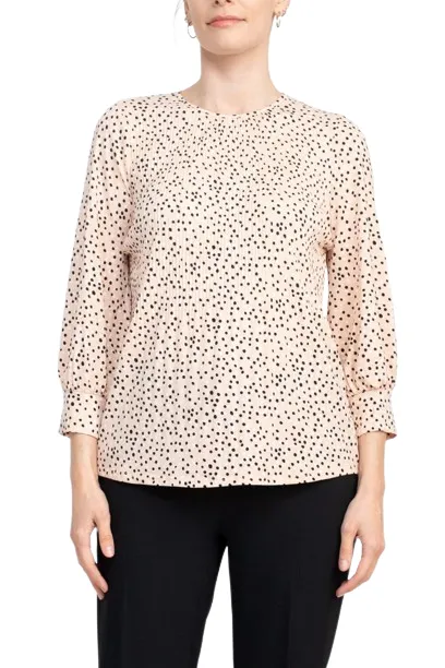 Adrianna Papell Crew Neck 3/4 Sleeves Crepe Top