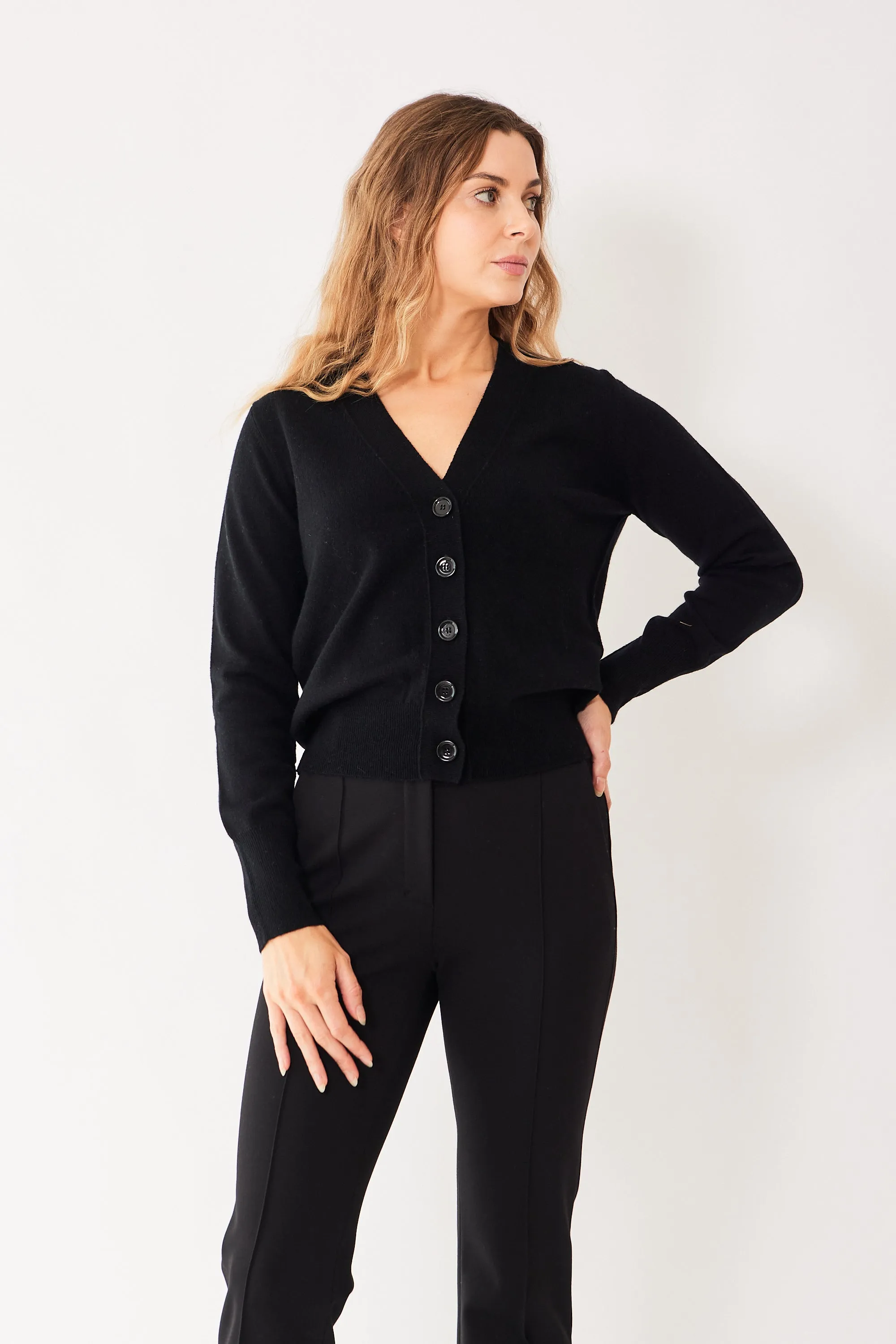 Allude Virgin Wool Cashmere 5 Button Cardigan