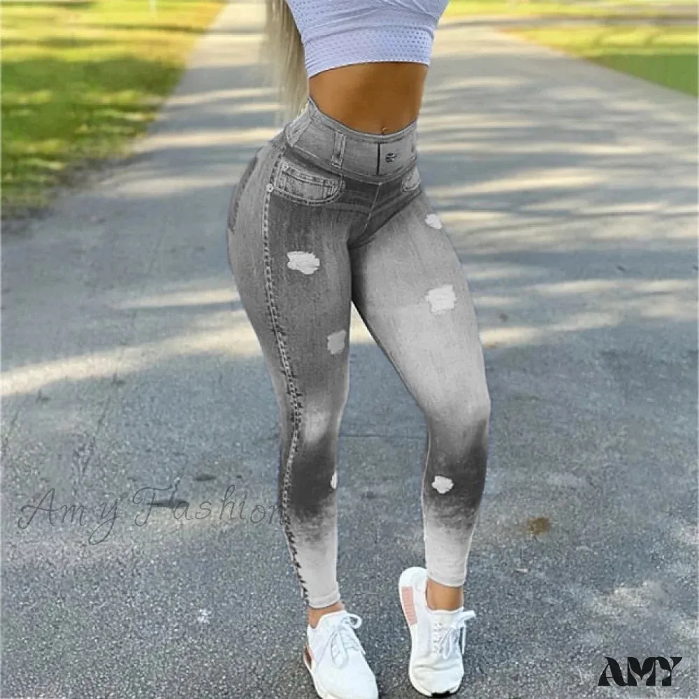 Amy Fashion - Casual Denim Trousers Pencil Skinny Pants