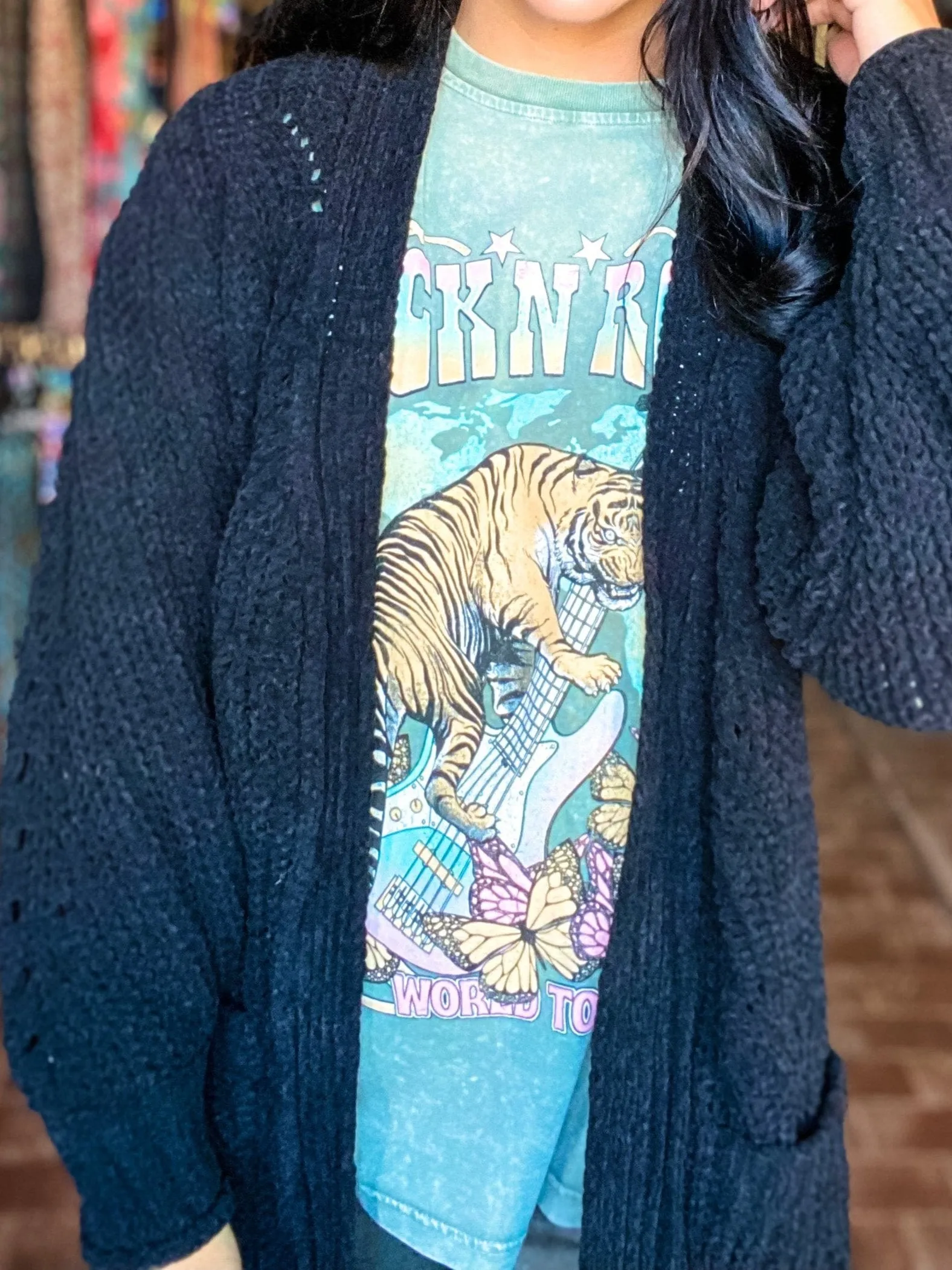 Black Chenille Sweater Cardigan