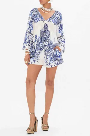 Camilla - Glaze and Graze Raglan Blouse with Sleeve Ruffle