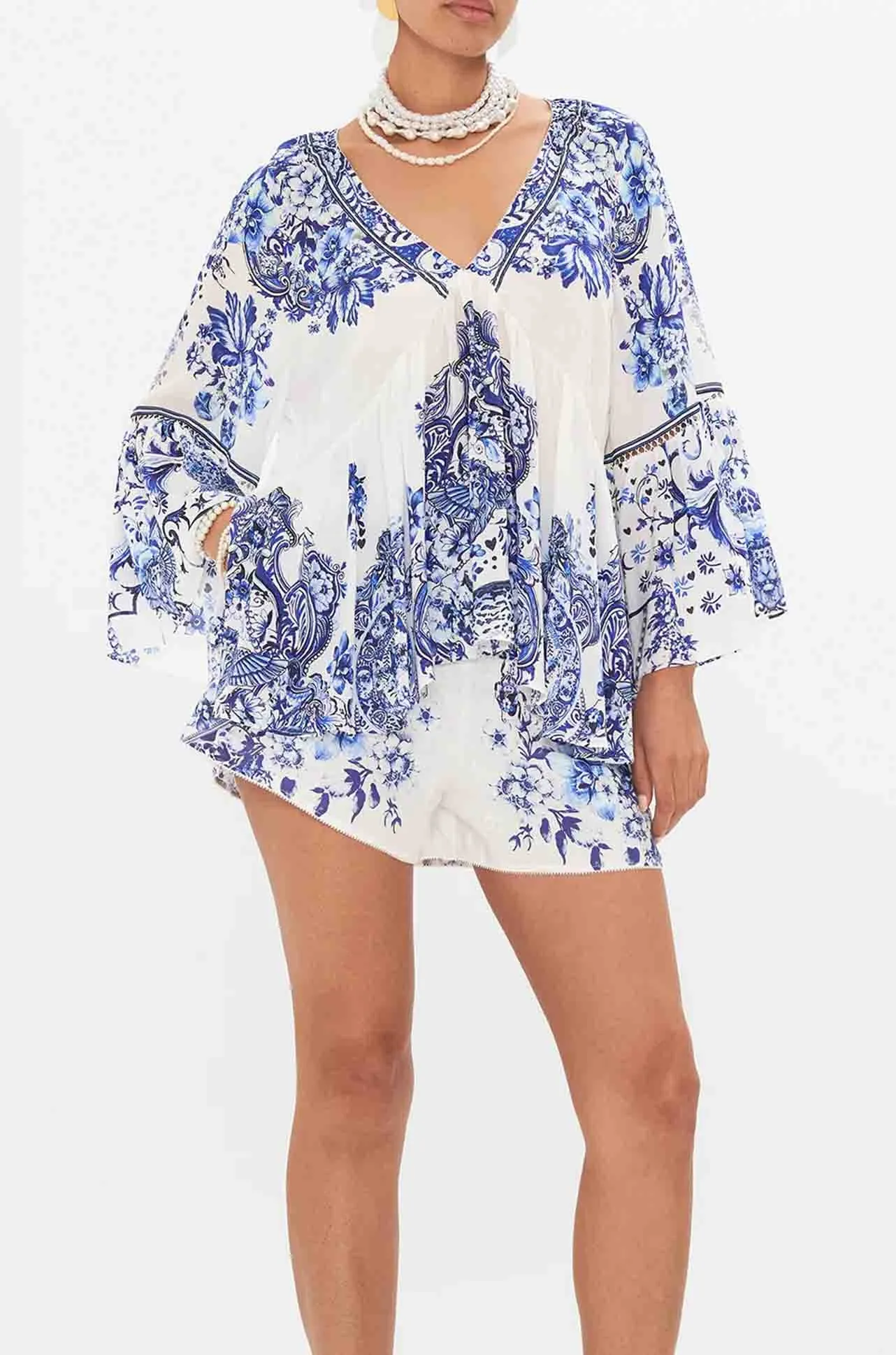 Camilla - Glaze and Graze Raglan Blouse with Sleeve Ruffle