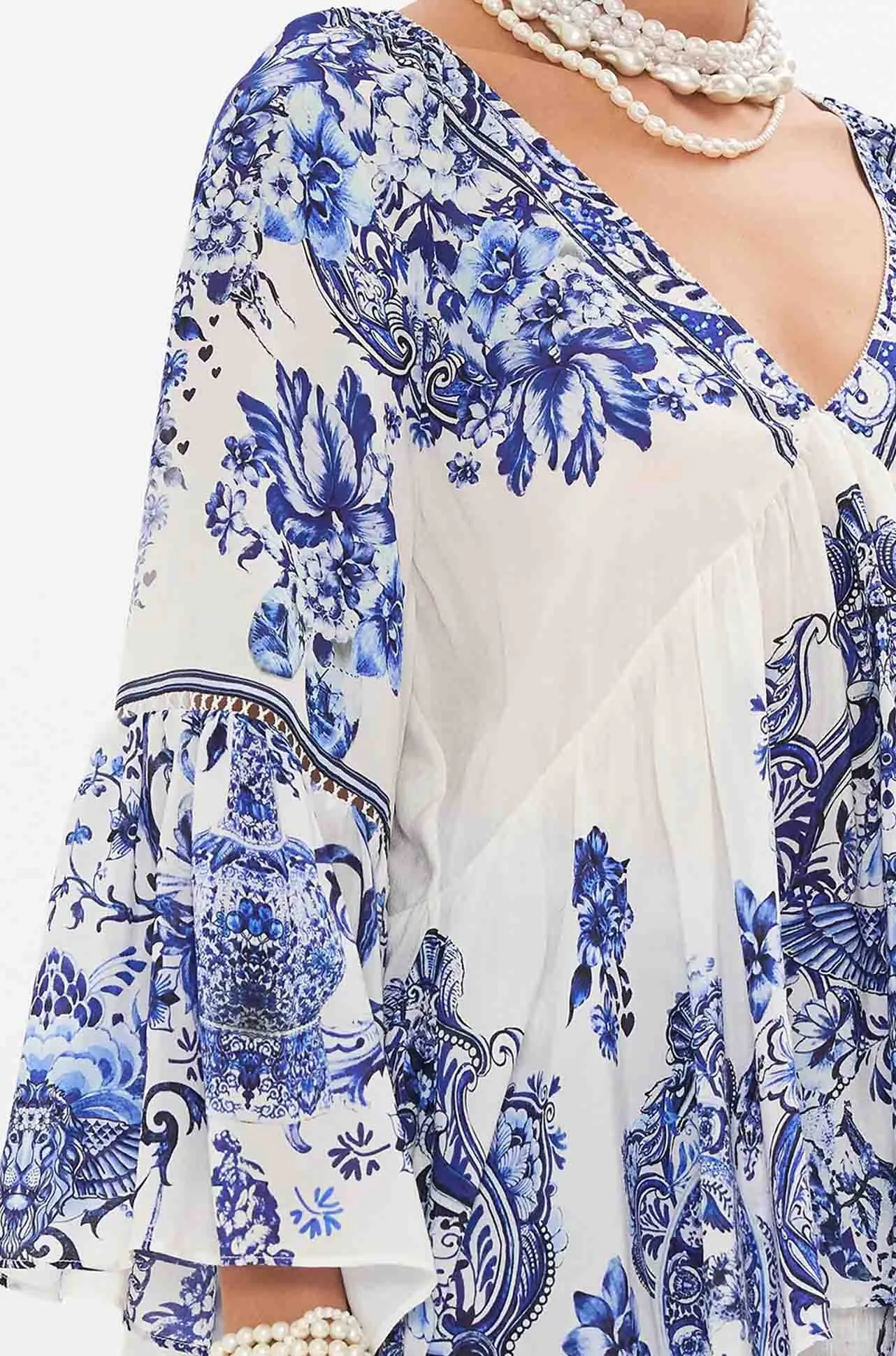 Camilla - Glaze and Graze Raglan Blouse with Sleeve Ruffle