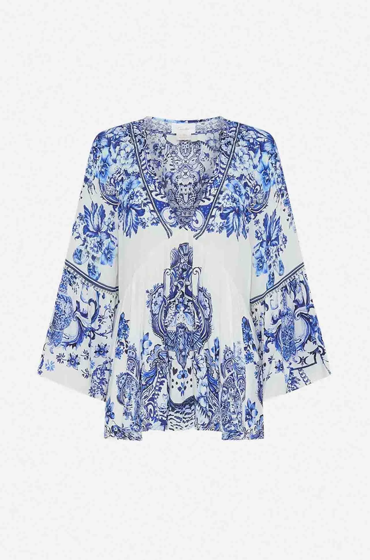 Camilla - Glaze and Graze Raglan Blouse with Sleeve Ruffle