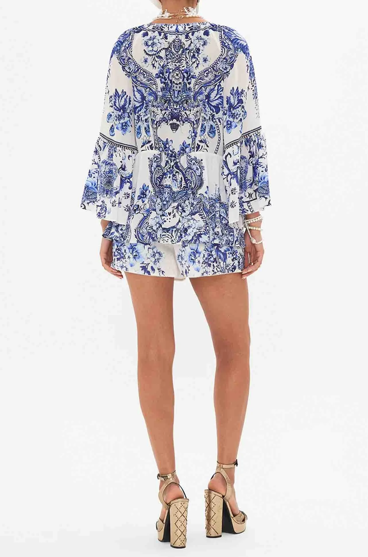 Camilla - Glaze and Graze Raglan Blouse with Sleeve Ruffle