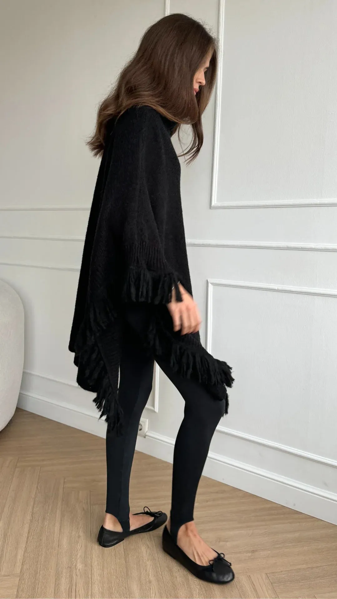 Charli Pearl Poncho in Black