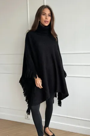 Charli Pearl Poncho in Black