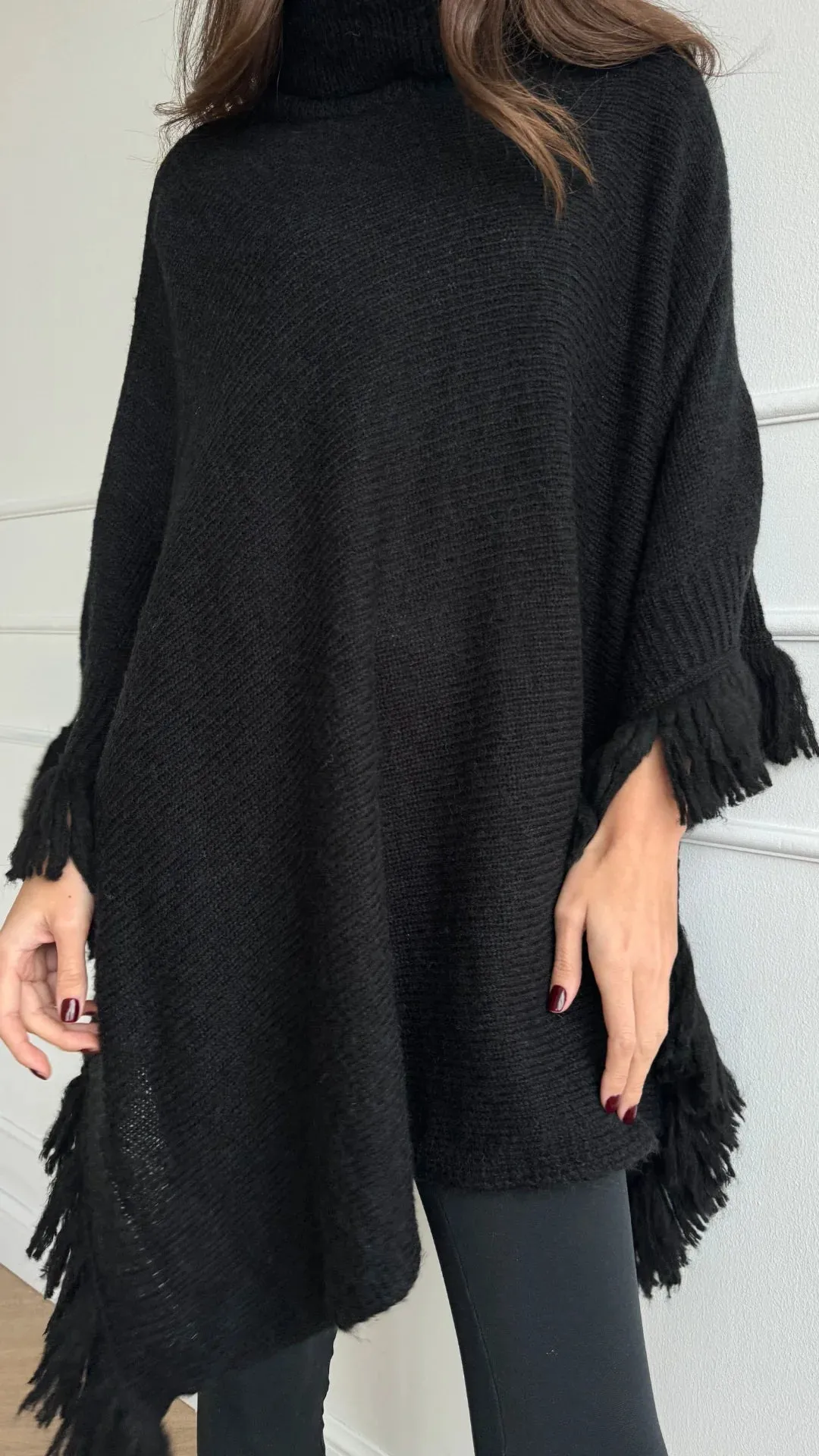 Charli Pearl Poncho in Black