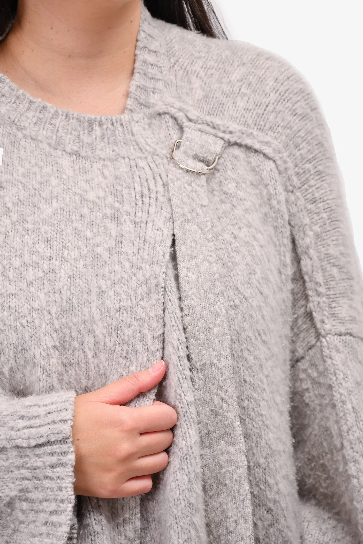 Chloe Grey Cashmere/Wool Open Cardigan Sweater Size M