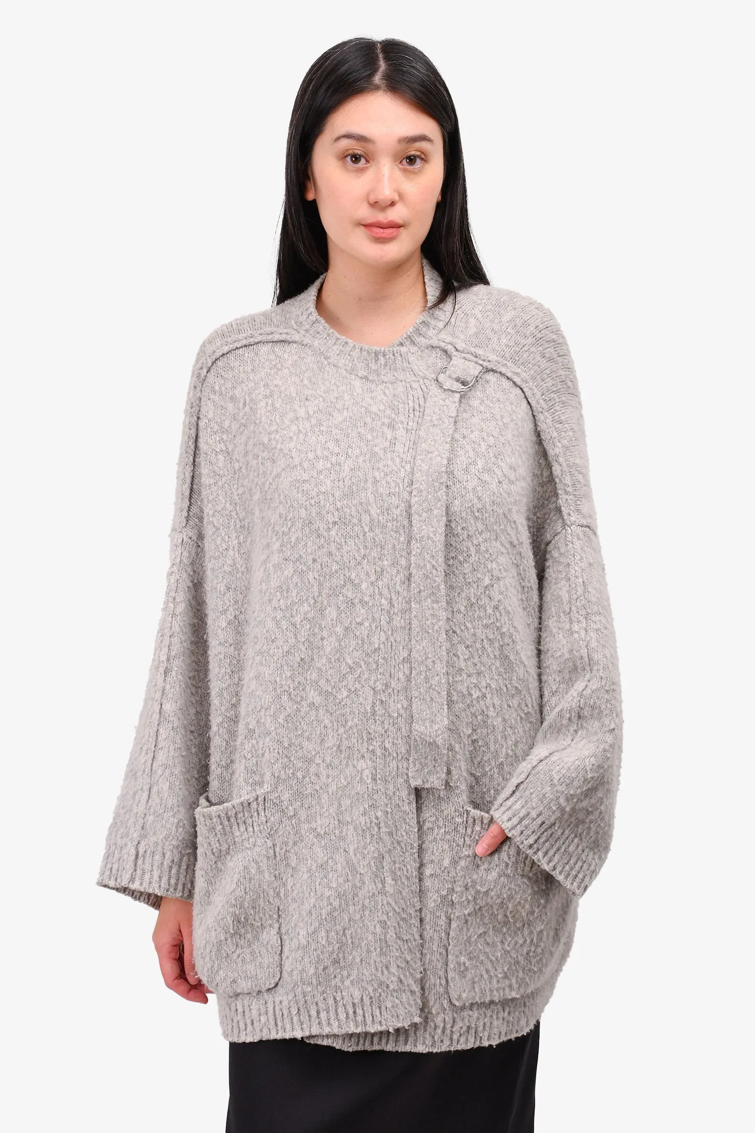 Chloe Grey Cashmere/Wool Open Cardigan Sweater Size M
