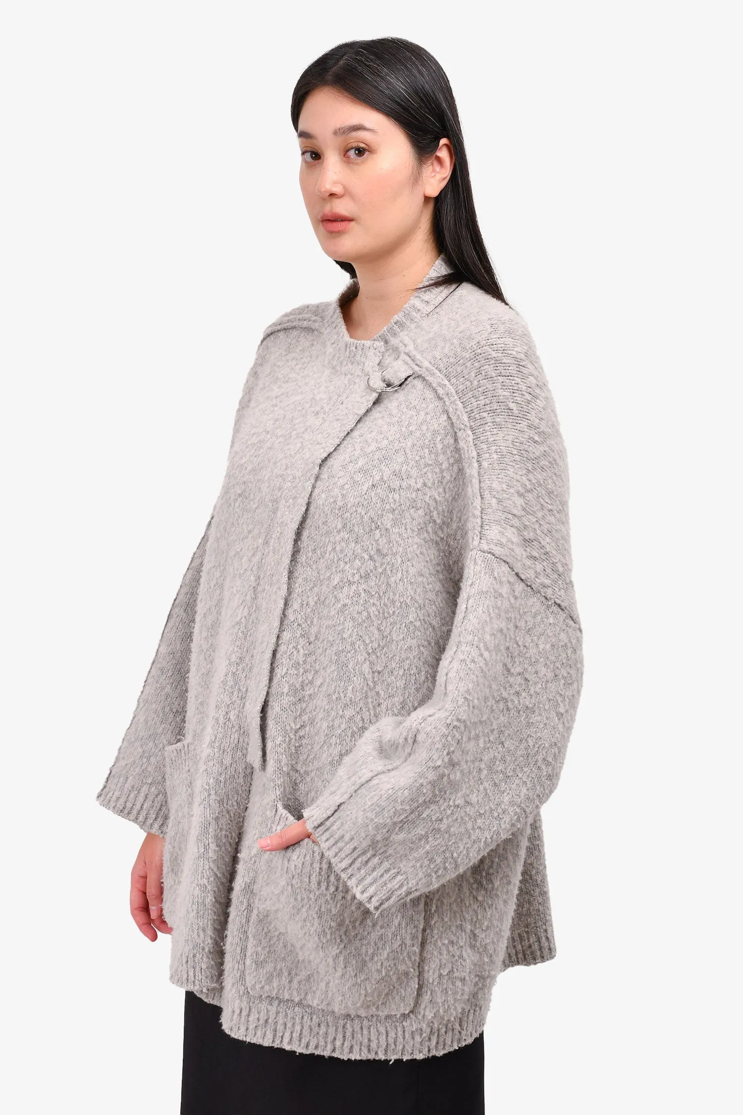 Chloe Grey Cashmere/Wool Open Cardigan Sweater Size M