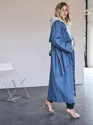 CO’COUTURE DELINA DENIM TRENCH COAT DARK DENIM