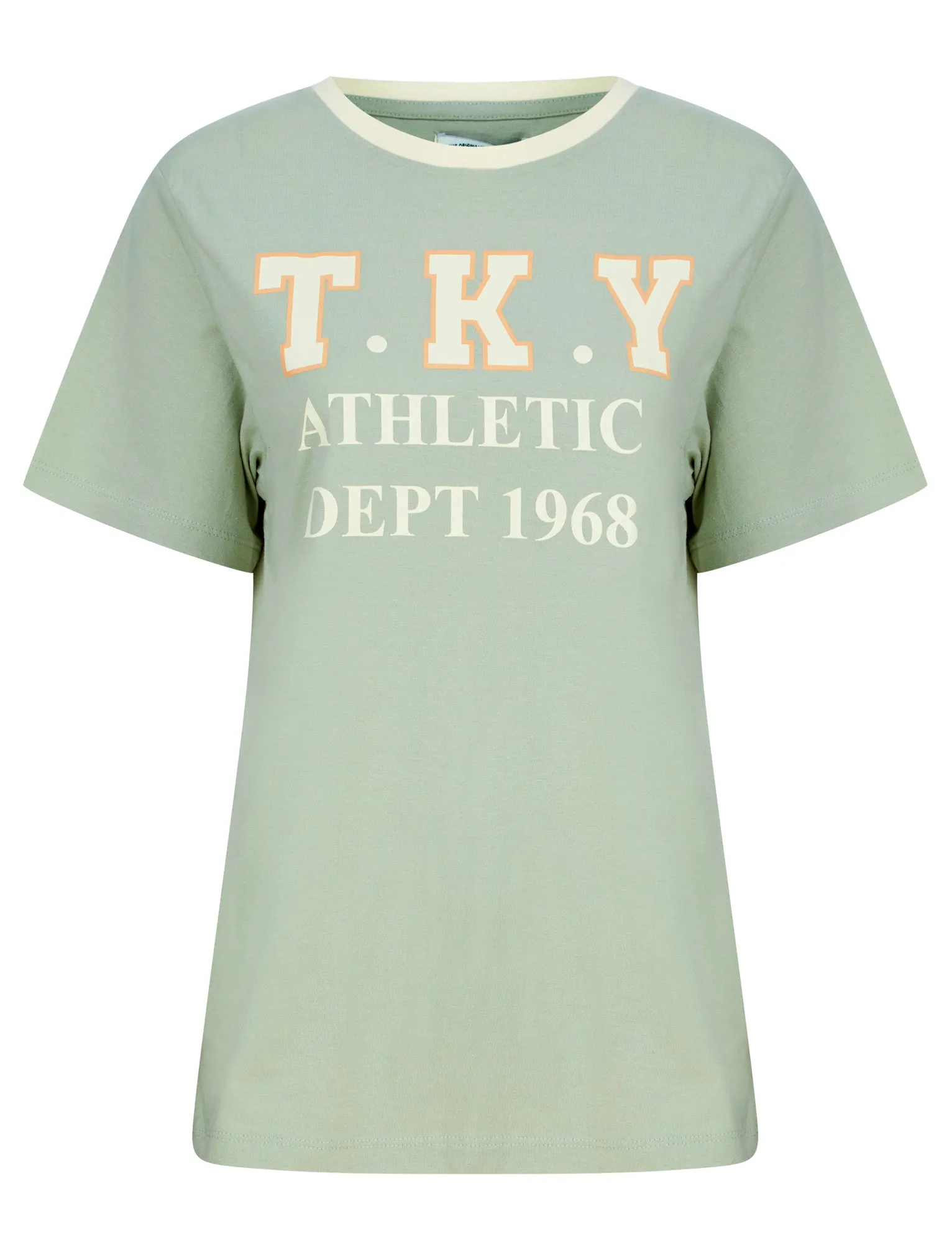 Daisy Motif Cotton Jersey Ringer T-Shirt in Aqua Gray - Tokyo Laundry
