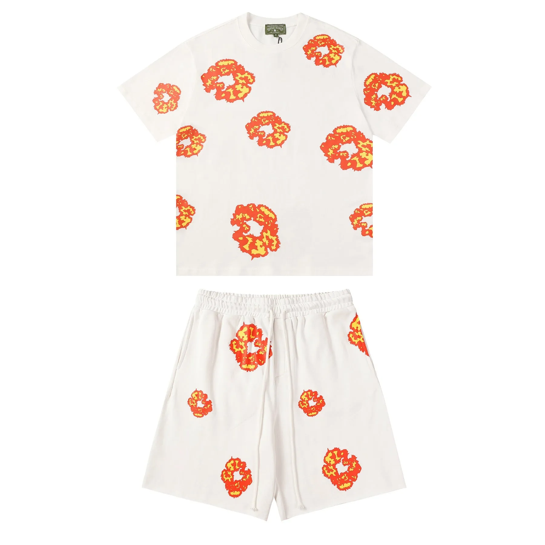 Denim Tears Outfit: T Shirt/Shorts (Separate Purchase Options) Flame Short Sleeve T-shirt Sports Casual Shorts Suit
