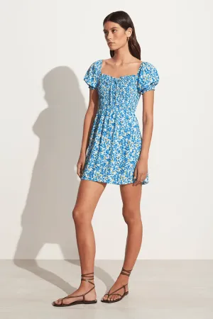 Domenica Mini Dress - Lou Floral Print Blue