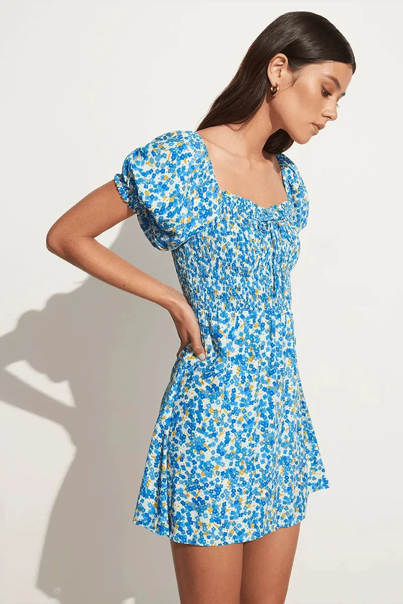 Domenica Mini Dress - Lou Floral Print Blue