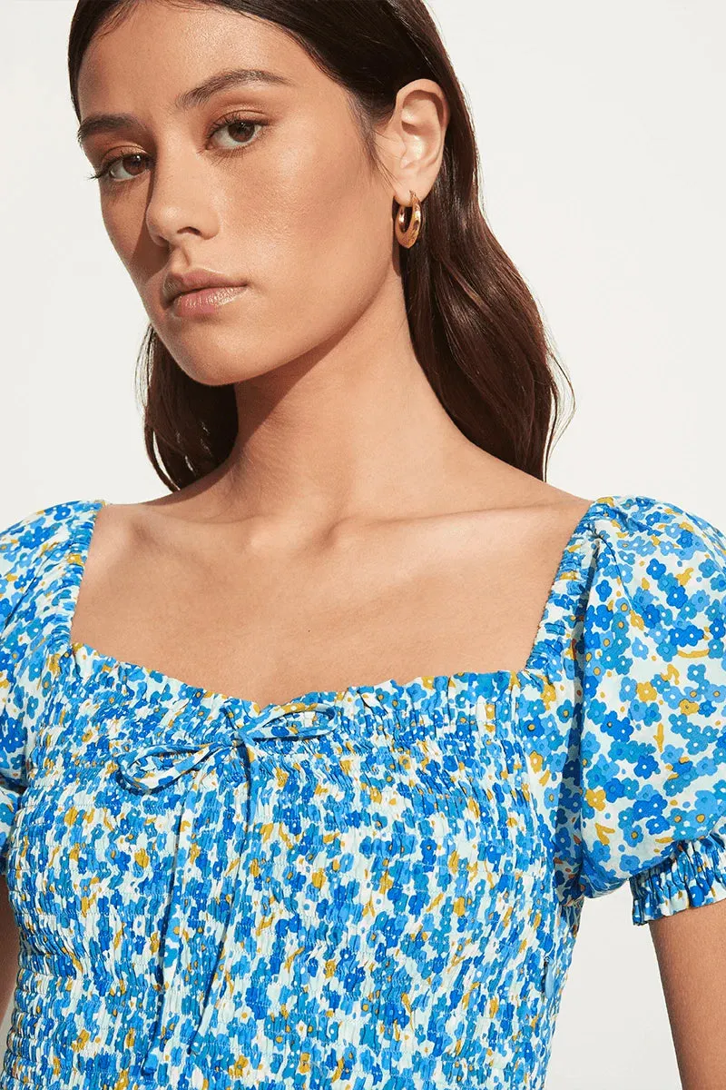 Domenica Mini Dress - Lou Floral Print Blue