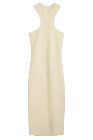 DSTLD Twist Midi Dress in Buttercream