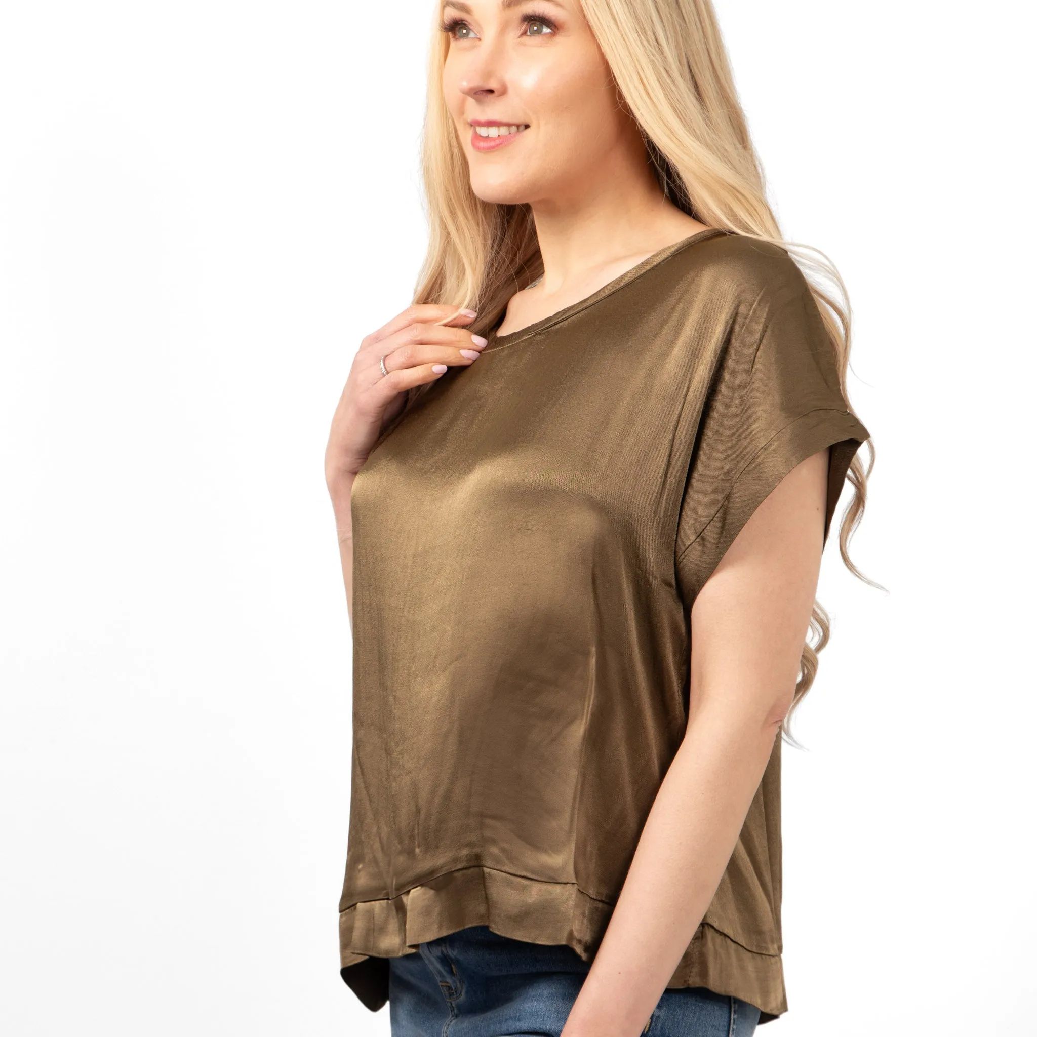 Emme Short Sleeve Box Top - Khaki