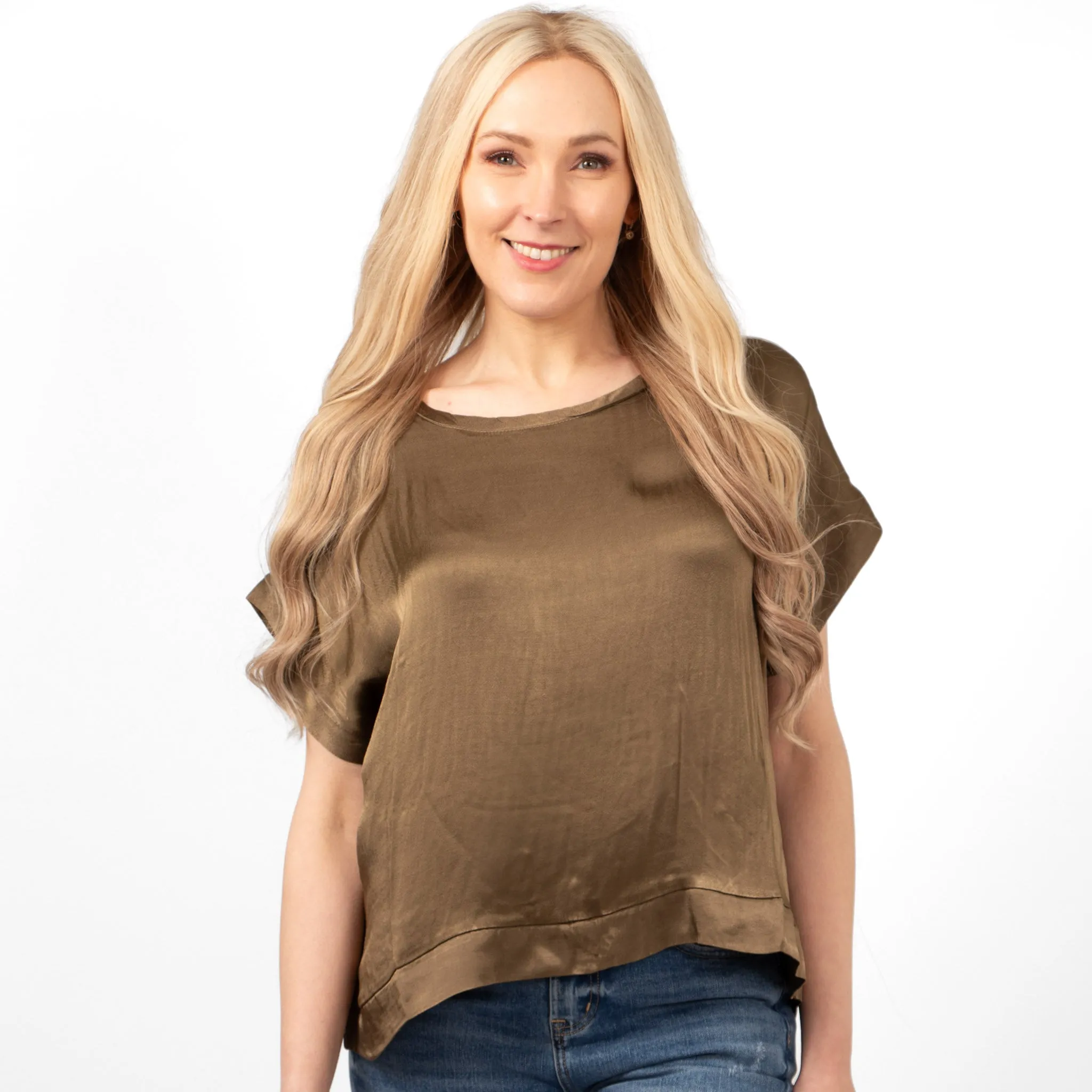 Emme Short Sleeve Box Top - Khaki