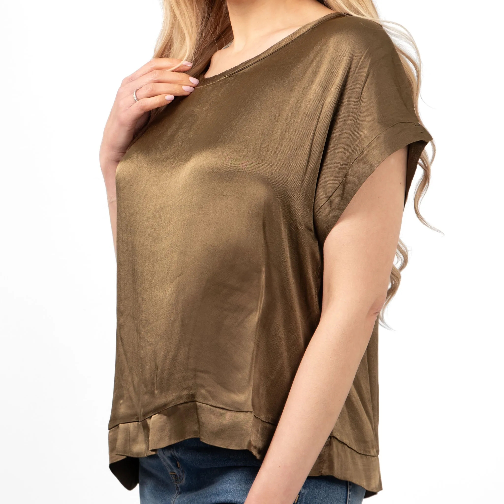 Emme Short Sleeve Box Top - Khaki