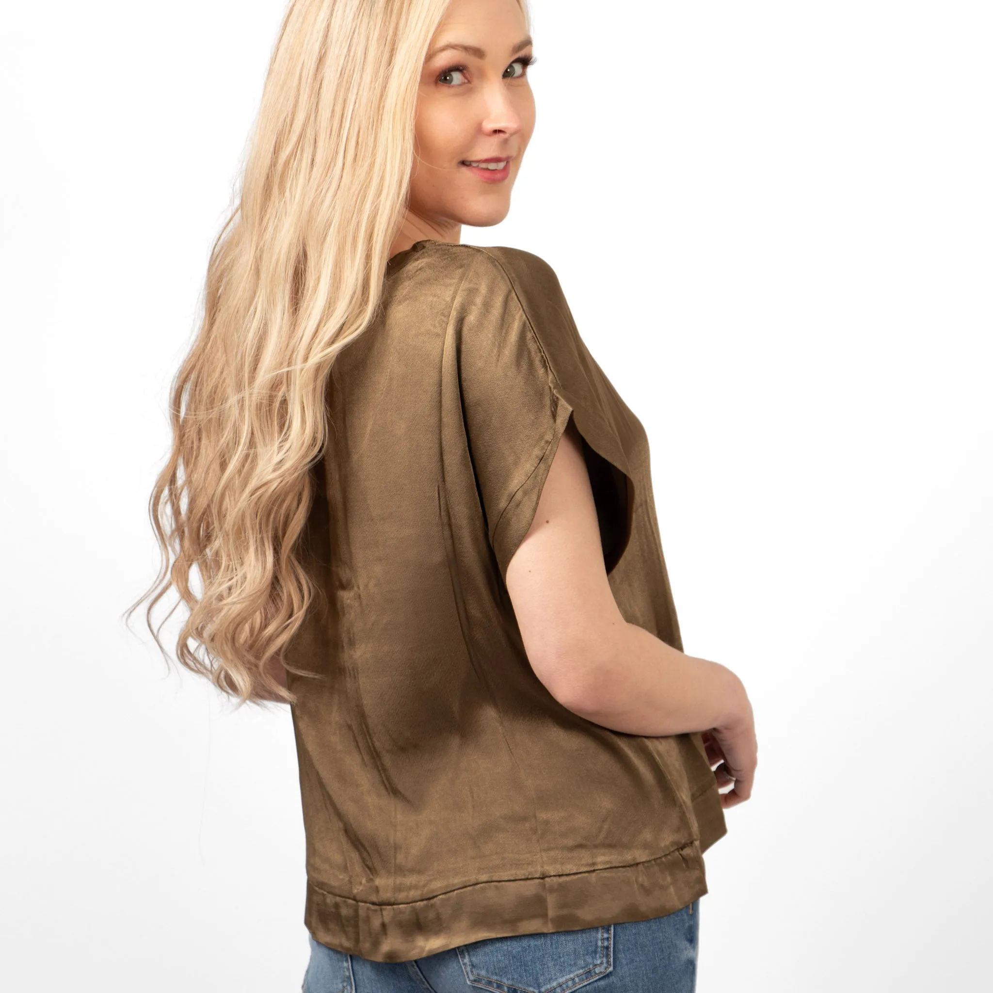 Emme Short Sleeve Box Top - Khaki