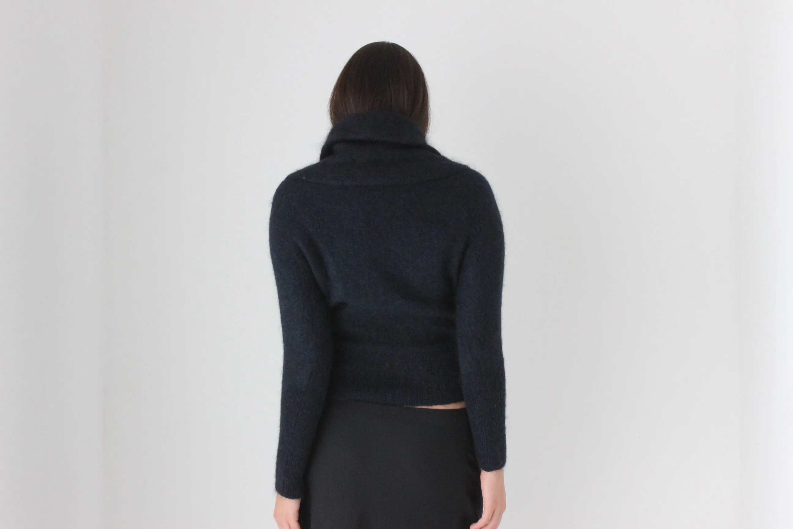 Gorgeous 90s Mohair & Wool Knit Navy Sweater