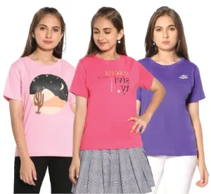 Graphic Print T-Shirt-Pink/Blue