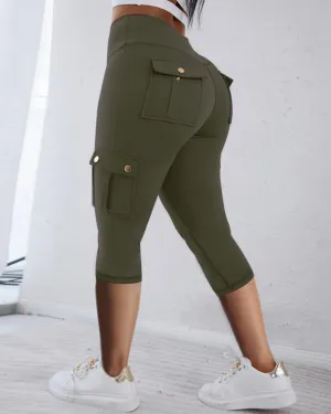 High waist pocket overalls