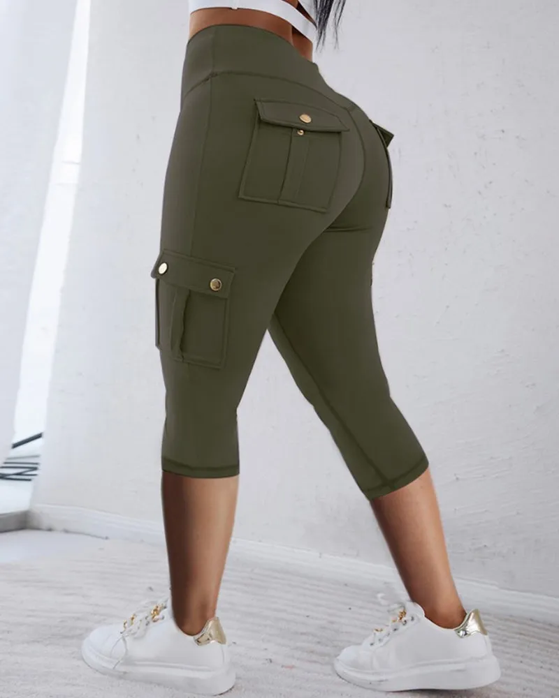High waist pocket overalls