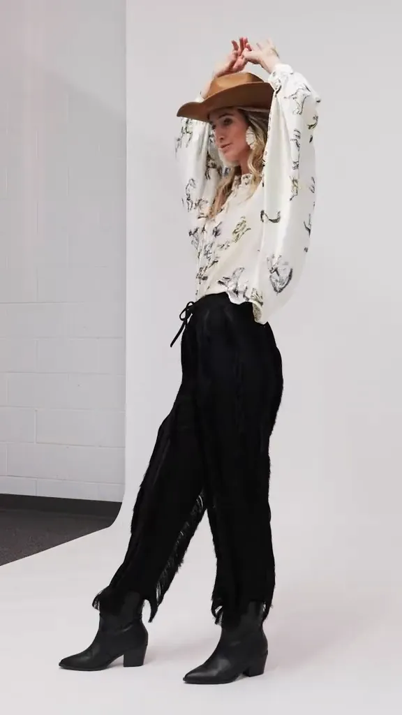 Horse Printed Satin Oversized Blouse by Beulah