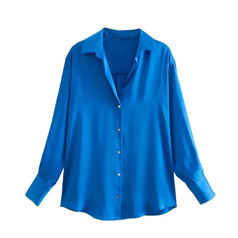 Ivyshape | Color Silk Satin Blouse Top