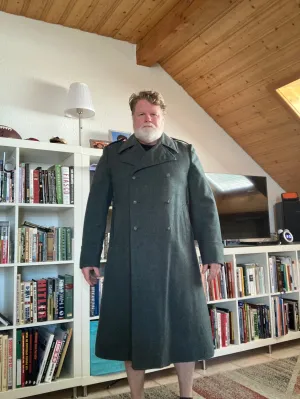 Jacket, Antique, Swiss Army Wool Trench Coat with Winter Wool Liner. size XXlarge