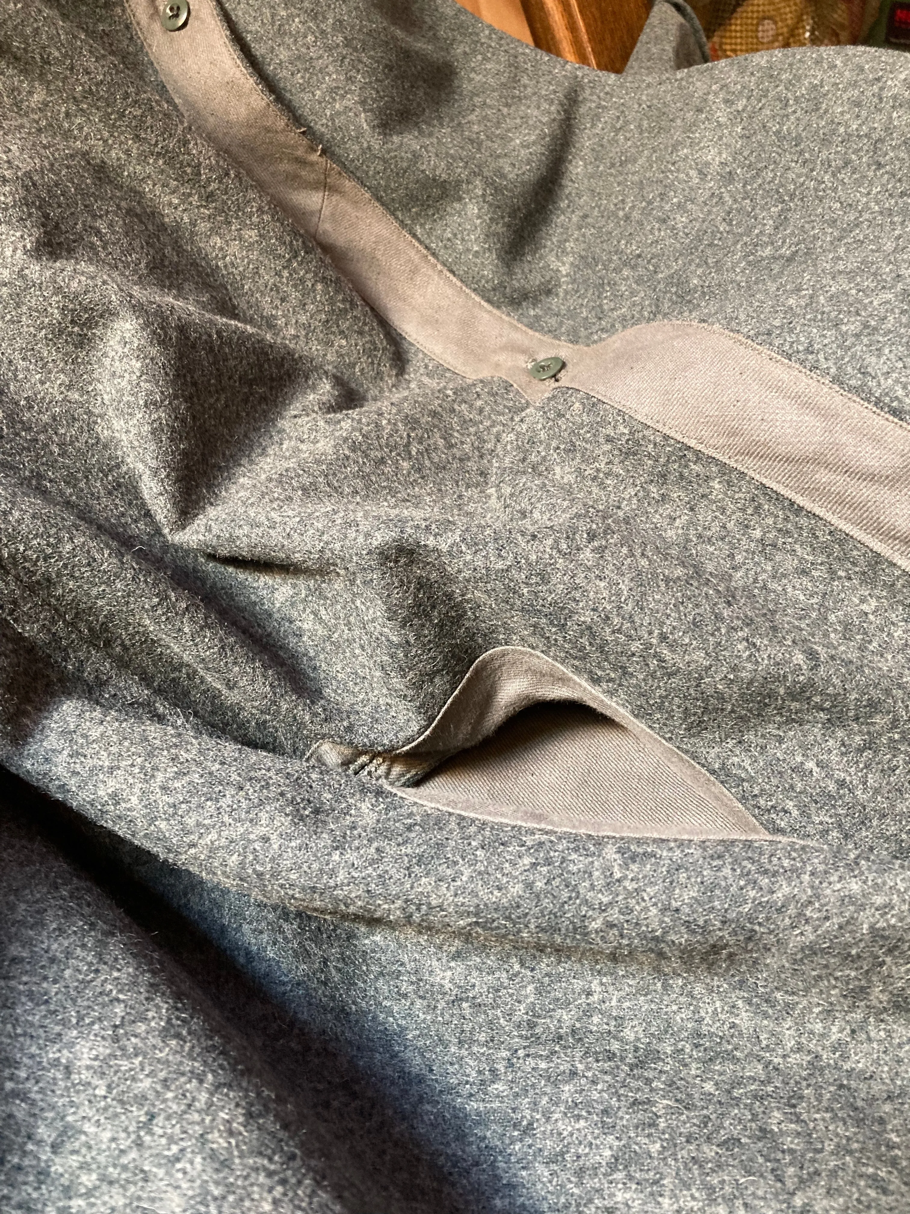 Jacket, Antique, Swiss Army Wool Trench Coat with Winter Wool Liner. size XXlarge