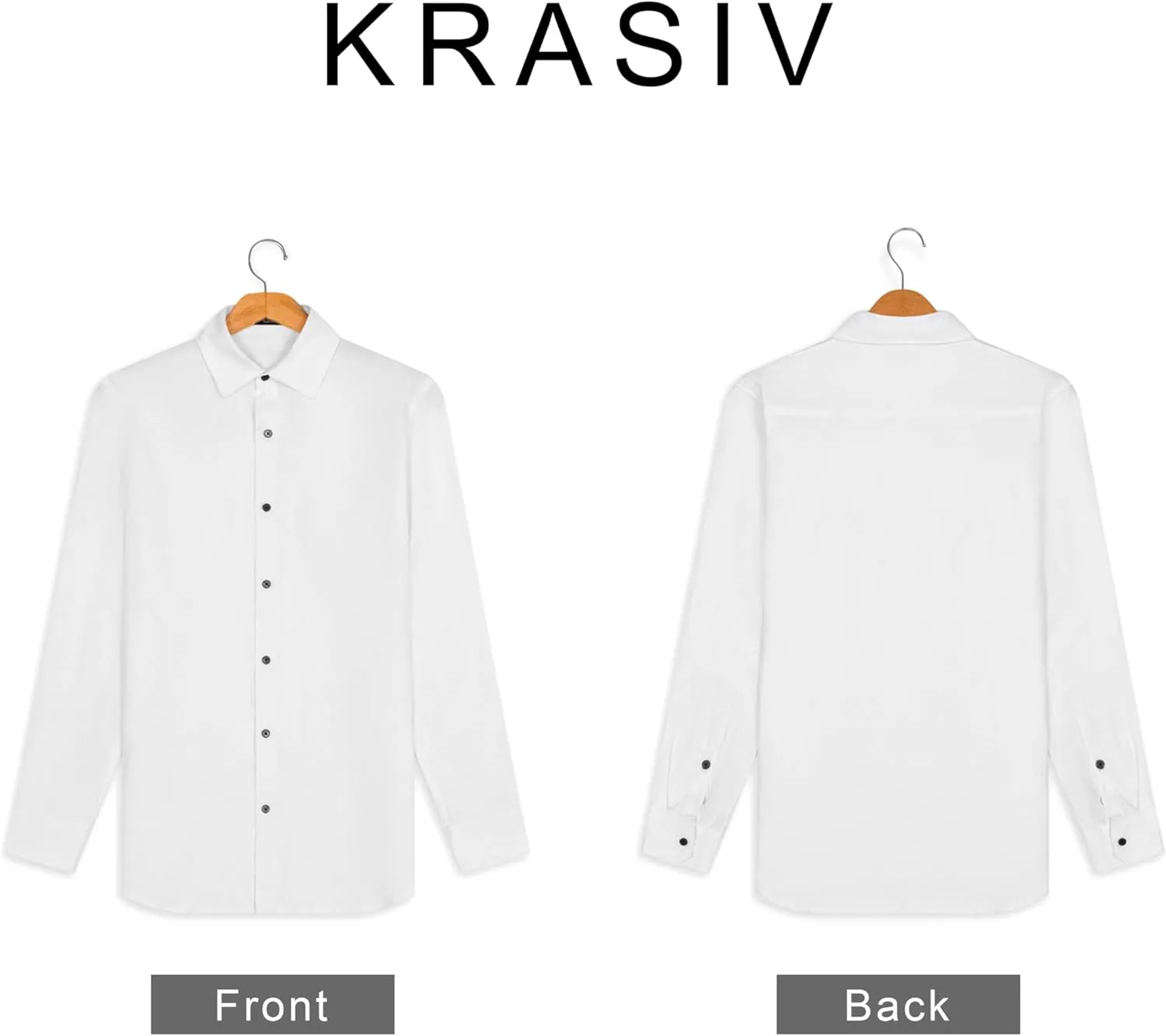 Krasiv Men's 100% Linen Shirt Long Sleeve Casual Button Up Summer Beach Lightweight Tops