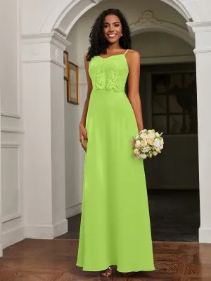 Lace Appliqued  Backless Chiffon A-Line Dress Lime Green Plus Size