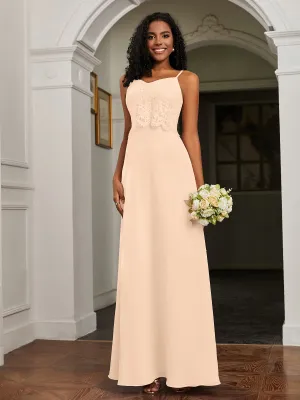 Lace Appliqued  Backless Chiffon A-Line Dress Peach Plus Size