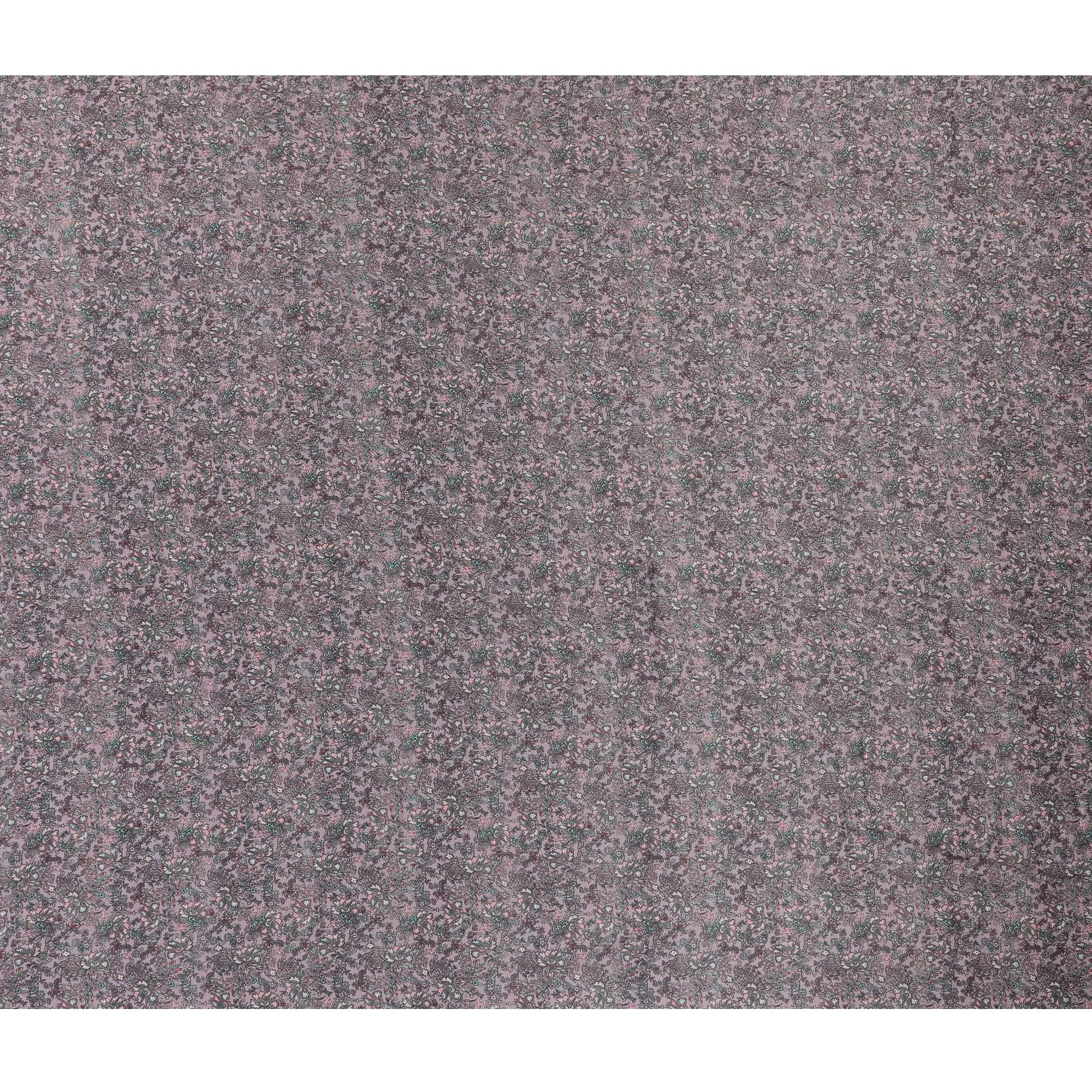Light plum synthetic crepe fabric with multicolor print in floral design-D15034