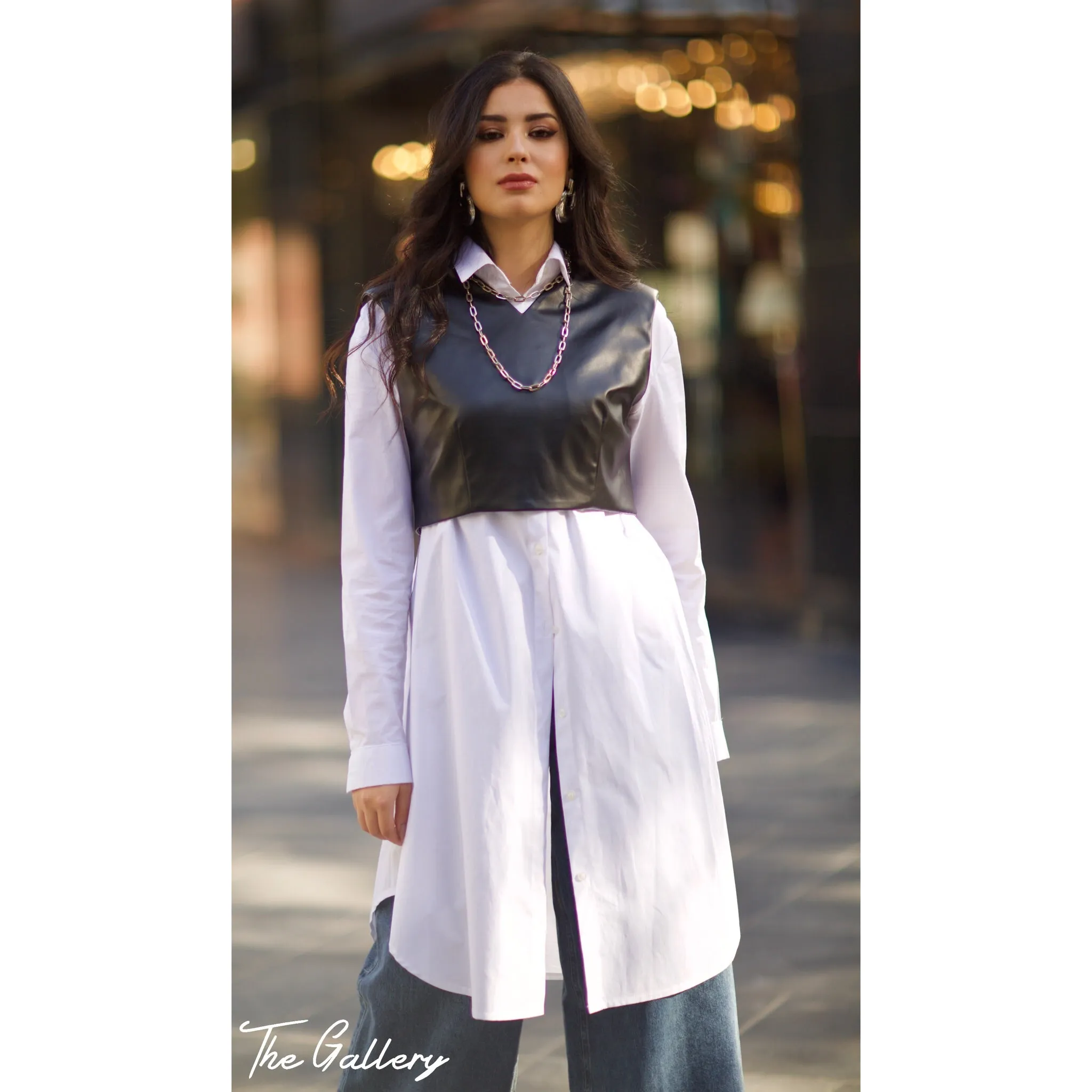 Long buttoned down basic shirt