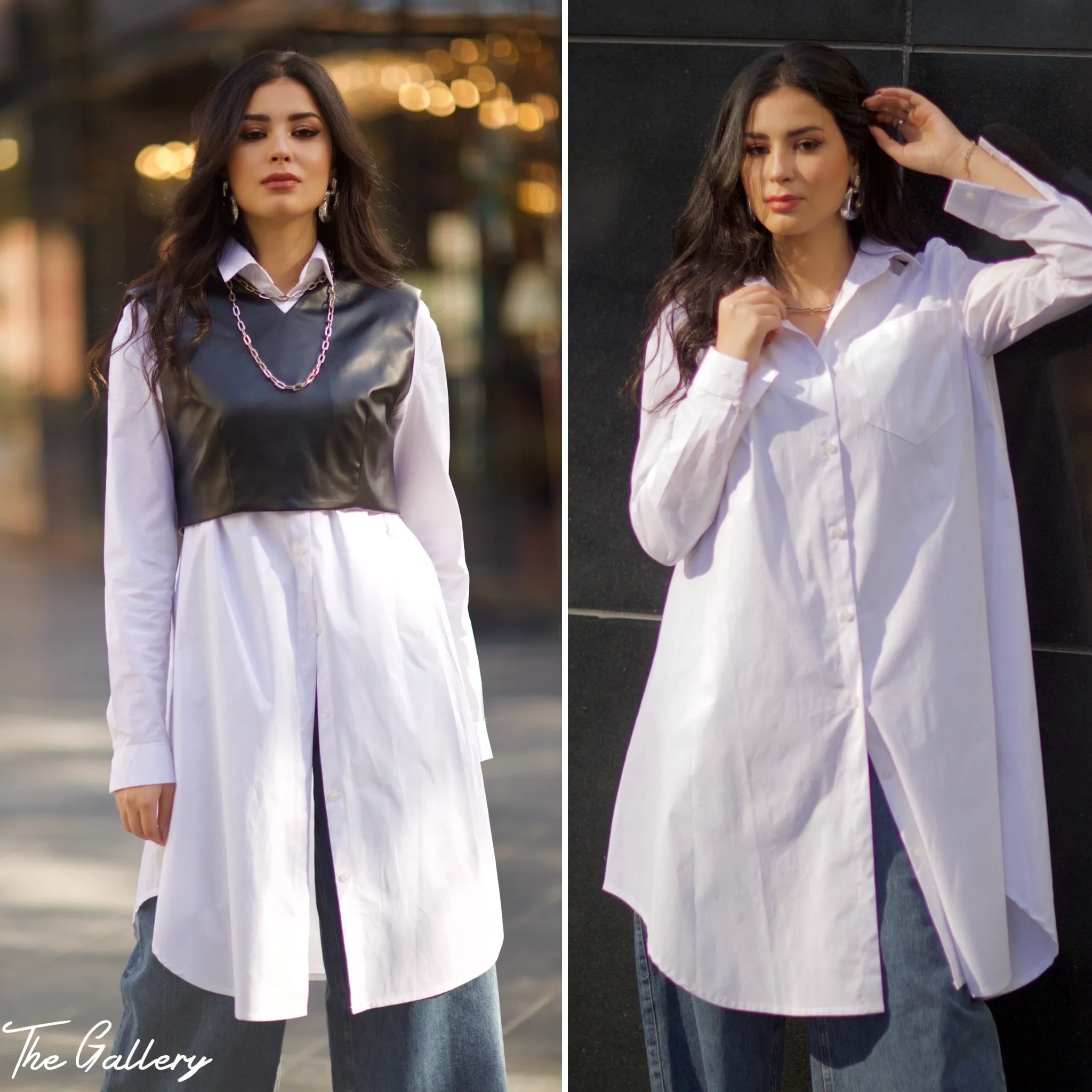 Long buttoned down basic shirt