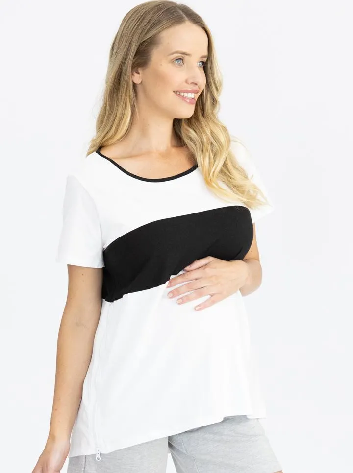 Maternity and Nursing T-Shirt in Black and White