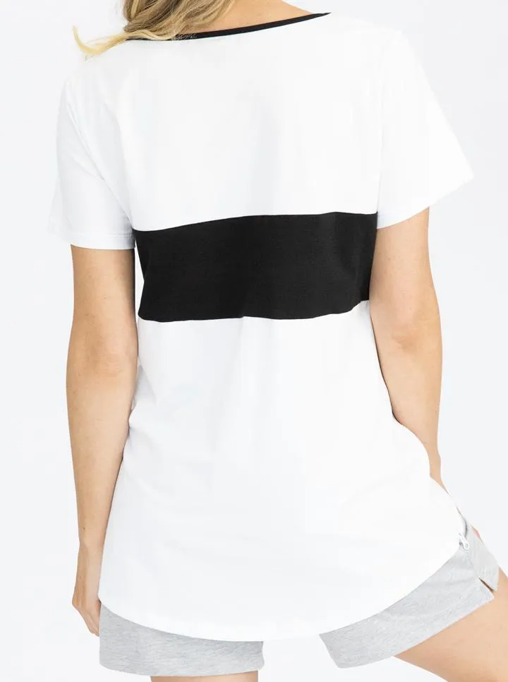 Maternity and Nursing T-Shirt in Black and White
