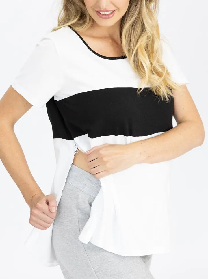 Maternity and Nursing T-Shirt in Black and White
