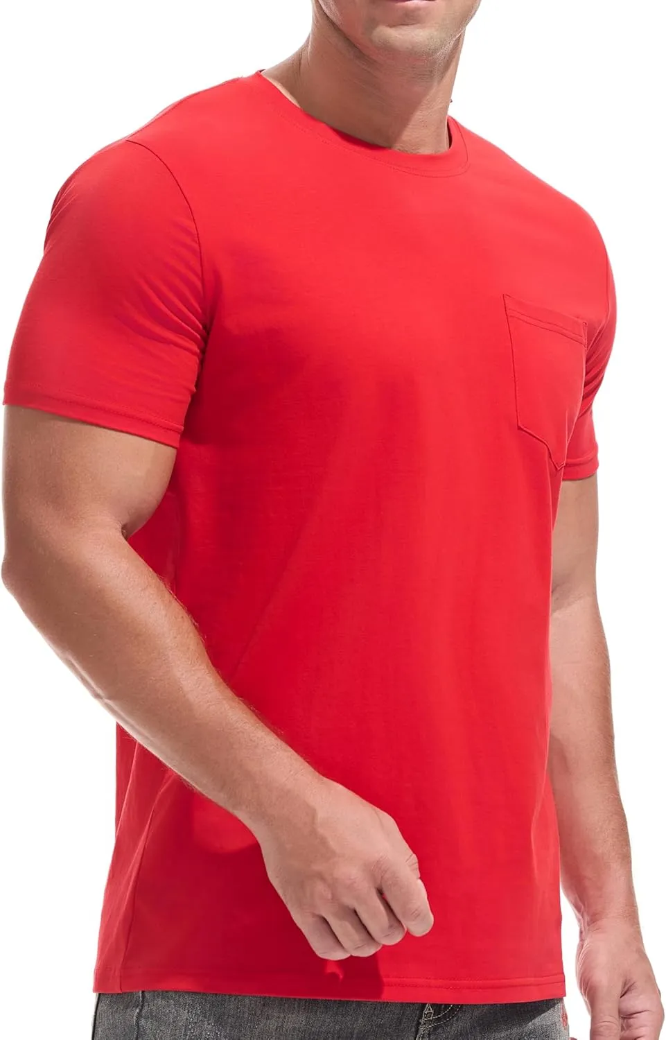 Men's Ultra Soft Premium Cotton Pocket T-Shirt Classic Fit Lightweight Cooling Short Sleeve Casual Tee Shirt